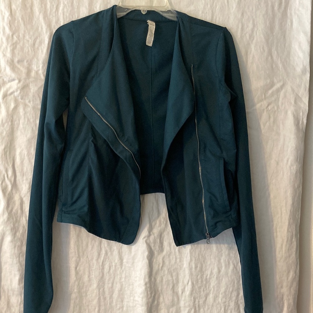 Under Armour stretchy fitted moto jacket xs dark teal
